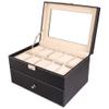 Chirde 20 Slots Watch Box Jewelry Display Case, Dual Layer Watch Holder Organizer with Lock and Key (US Stock) view 4