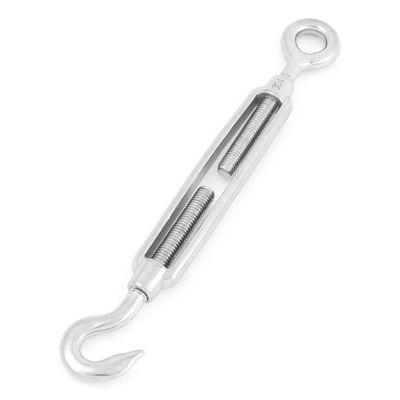 Aexit 7.5" Length Material handling Adjustable Silver Tone 8mm Male Thread Eye Hook Turnbuckle Model:82as625qo486