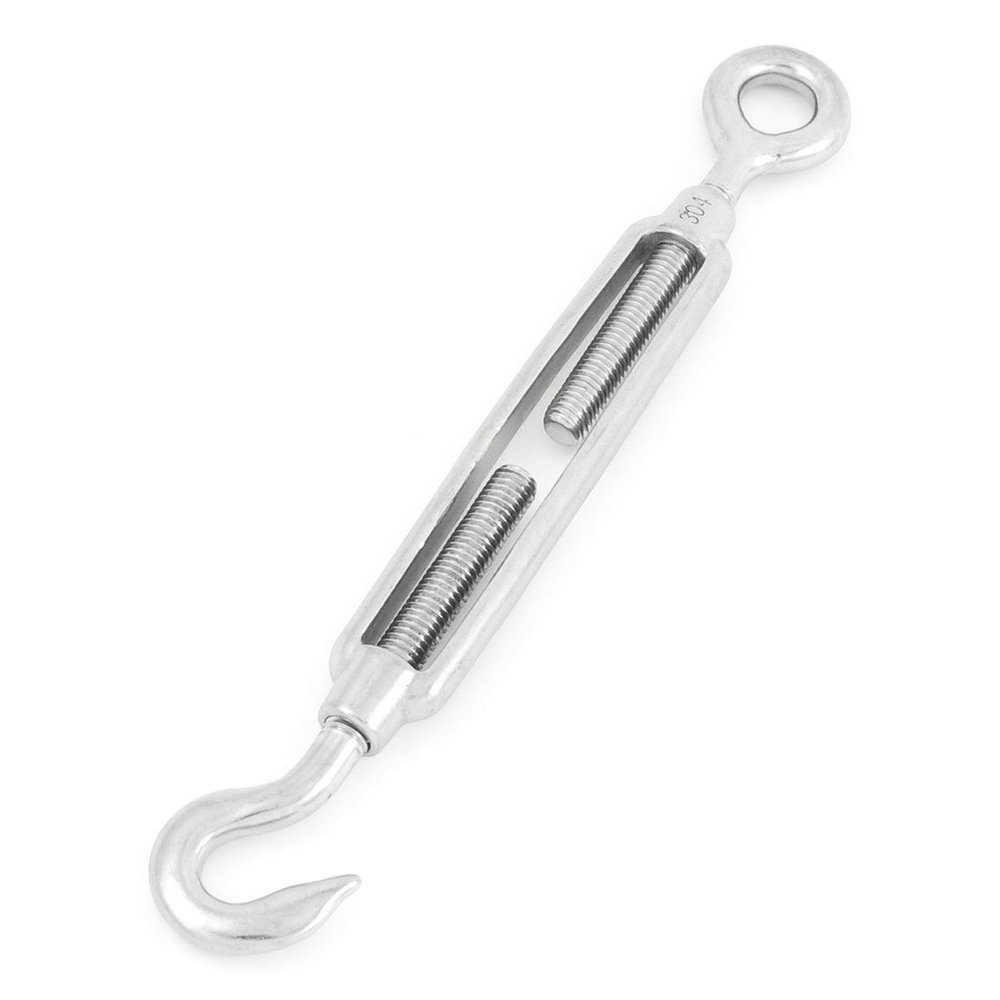Aexit 7.5" Length Material handling Adjustable Silver Tone 8mm Male Thread Eye Hook Turnbuckle Model:82as625qo486
