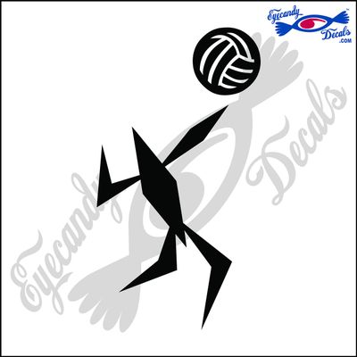 Eyecandy Decals Volleyball Hitter Abstact 6 INCH Decal Sticker Black
