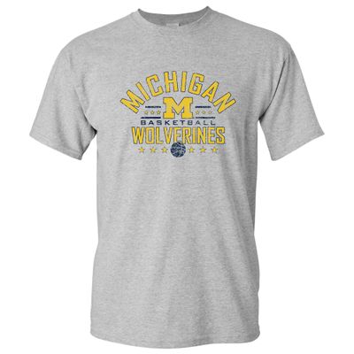 UGP Campus Apparel AS1156 - Michigan Wolverines Basketball Stars T-Shirt - Large - Sport Grey
