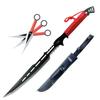 Tactical Master 3 Piece Stainless Steel Decorative Machete and Knife Set with Sheath  Outdoor Utility and Camping Display Collection for Adventure Enthusiasts and Collectors - Red view 1