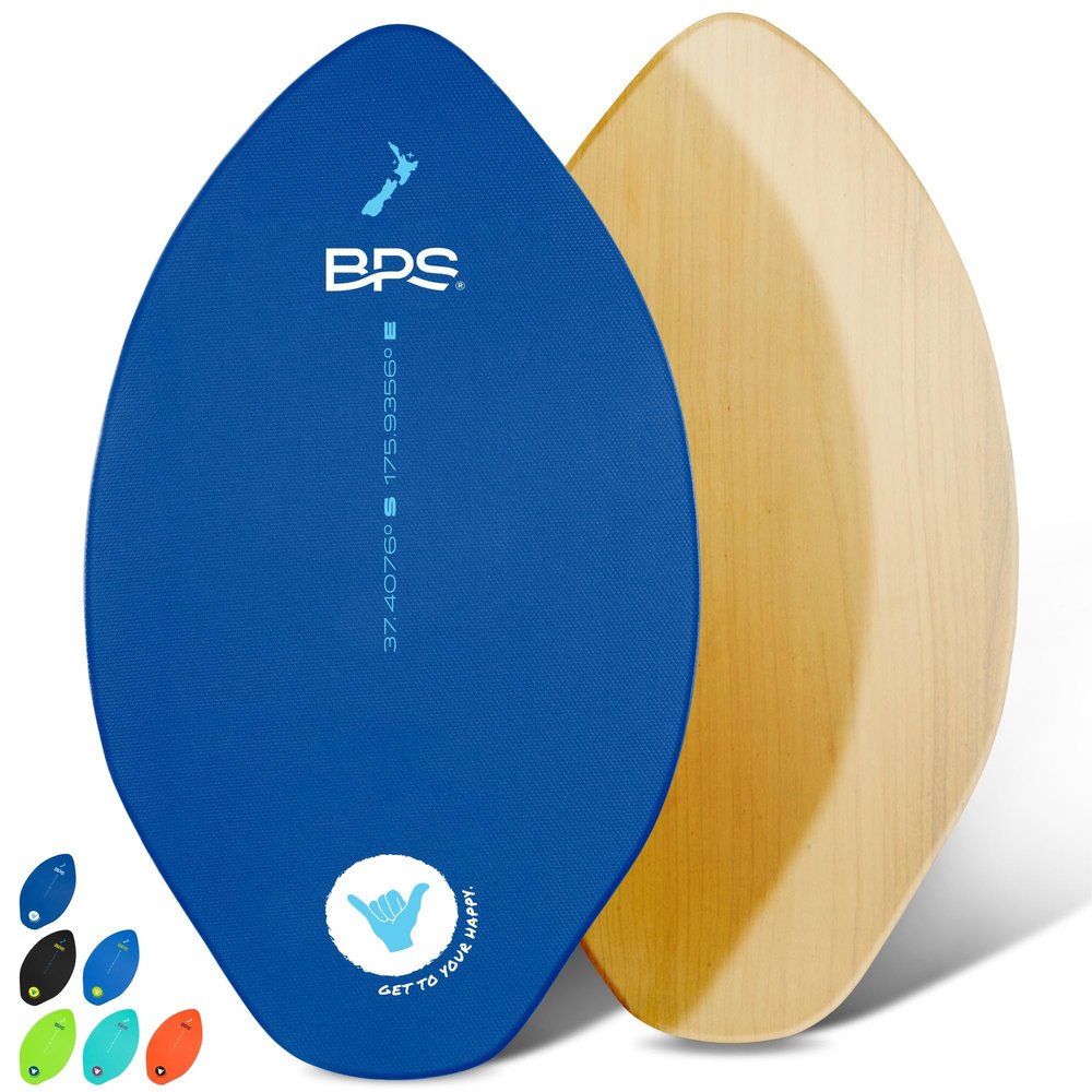 BPS 'Shaka' 40" Skimboard - Epoxy Coated Wooden Skim Board with Traction Pad - No Wax Needed - Skim Board for Kids and Adults - Large Skim Board (Dark Blue)