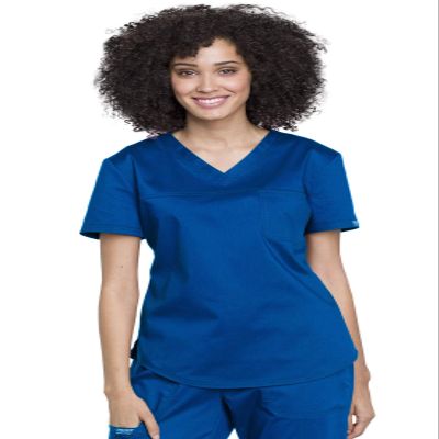 Cherokee Scrubs for Women Tuckable V-Neck O.R. Scrub Top with Chest Pocket,Soft Stretch,Easy Care Medical Uniform - WW657, XX Royal