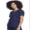 Cherokee Scrubs for Women Tuckable V-Neck O.R. Scrub Top with Chest Pocket,Soft Stretch,Easy Care Medical Uniform Plus Size - WW657, 2XL, Navy view 2