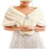 Yalice Women's Wedding Faux Fur Shawl and Wrap Bridal Fur Stole Cape Fur Scarf for Bride and Bridesmaids (Beige) view 1