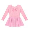 FEESHOW Kids Girls Classic Team Basic Long Sleeve Gymnastic Ballet Dance Leotard with Wrap Skirt Tutu Dress Pink 11-12 view 1