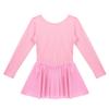 FEESHOW Kids Girls Classic Team Basic Long Sleeve Gymnastic Ballet Dance Leotard with Wrap Skirt Tutu Dress Pink 11-12 view 2