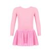 FEESHOW Kids Girls Classic Team Basic Long Sleeve Gymnastic Ballet Dance Leotard with Wrap Skirt Tutu Dress Pink 11-12 view 3