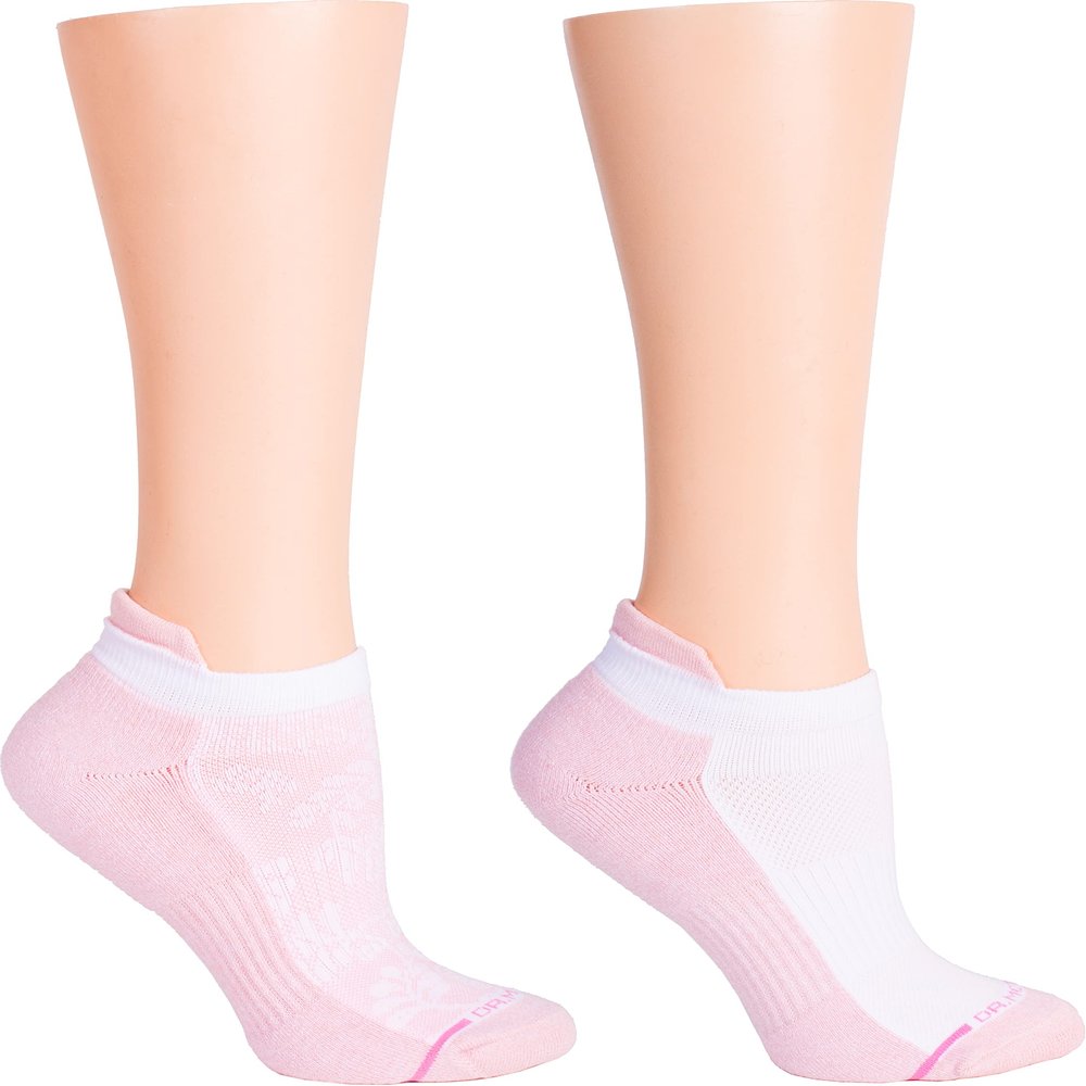 Dr. Motion Women's 2PK Compression Low Cut Socks Sockshosiery, Pale Salmon/White tri color dots, ONE SIZE
