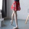 118143014 Baiwu Wrap Short Ballet Skirt Floral Printing Chiffon Dance Skirt (M, Red) view 4