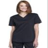 Cherokee Scrubs for Women Tuckable V-Neck O.R. Scrub Top with Chest Pocket,Soft Stretch,Easy Care Medical Uniform - WW657, S, Black view 1