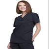 Cherokee Scrubs for Women Tuckable V-Neck O.R. Scrub Top with Chest Pocket,Soft Stretch,Easy Care Medical Uniform - WW657, S, Black view 2
