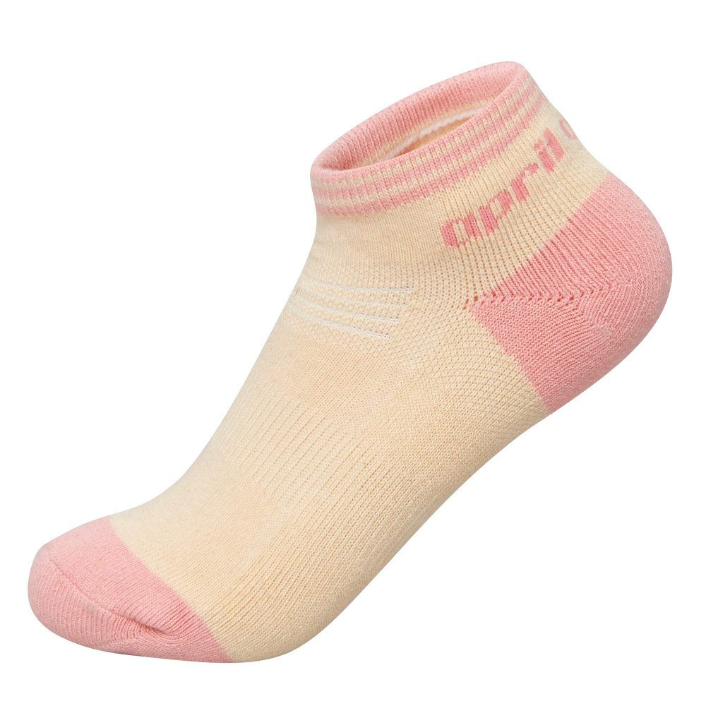 Aprilaugust No show sports socks (Cream body - Pink tab (1pair), Large)