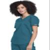 Cherokee Scrubs for Women Tuckable V-Neck O.R. Scrub Top with Chest Pocket,Soft Stretch,Easy Care Medical Uniform Plus Size - WW657, 3XL, Caribbean Blue view 2