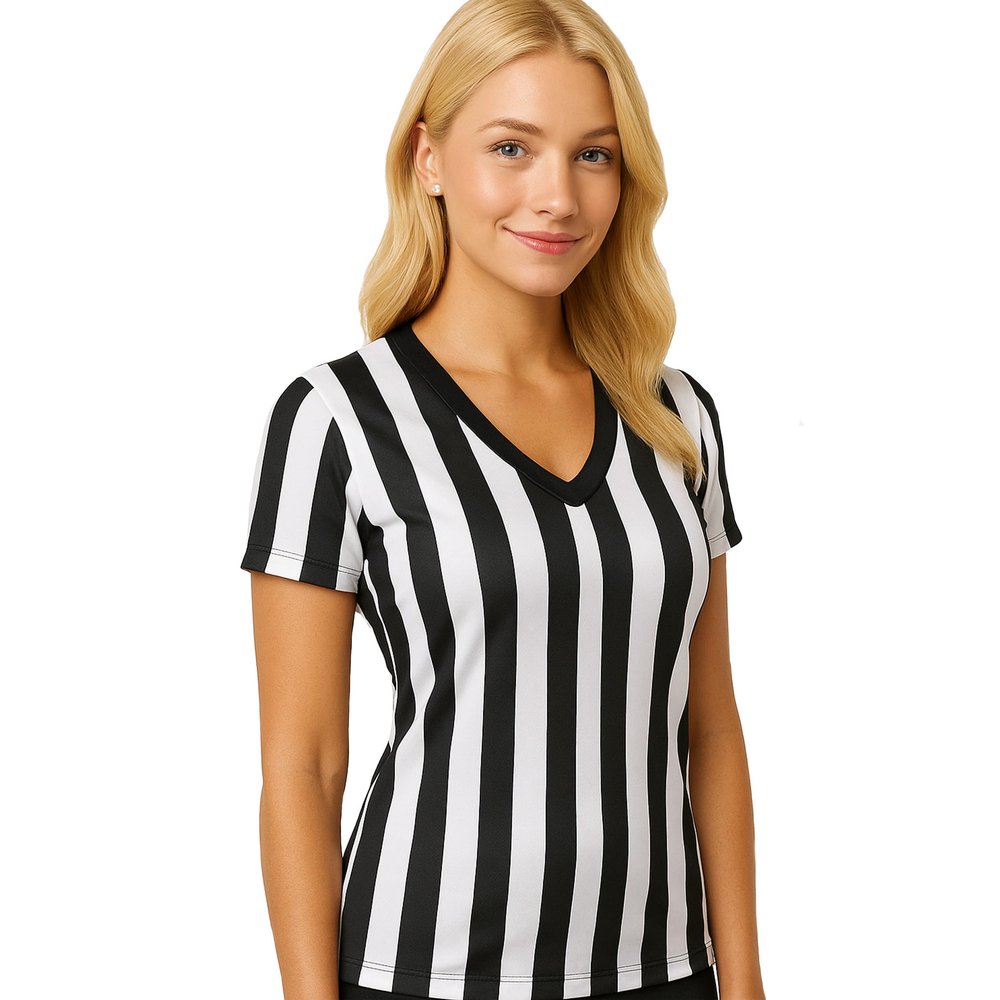 Murray Sporting Goods Women's Referee Shirt | Women's V-Neck Officials Jersey, Halloween Costume, or Waitress Uniform (XX-Large)
