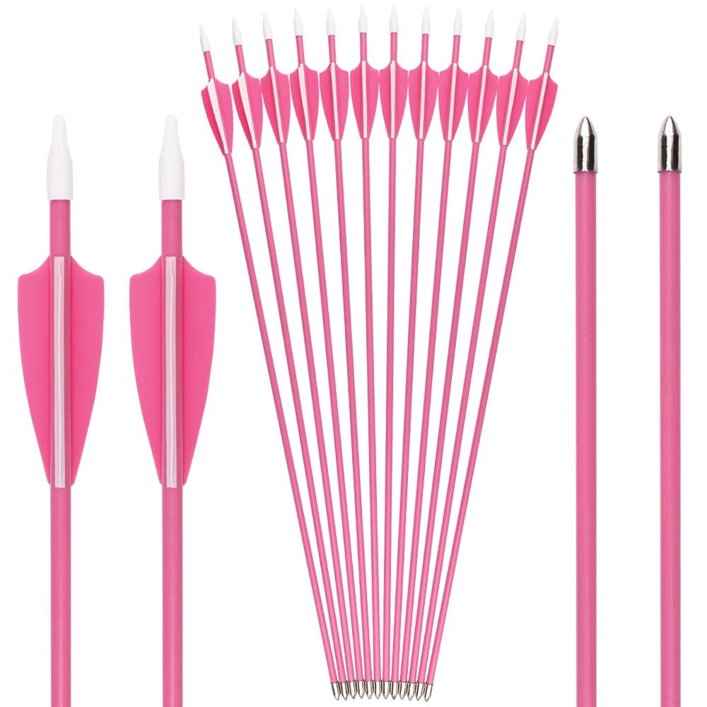 Archery Youth 24 26 28 Inch Fiberglass Archery Targeting Arrows for Youth Practise Recurvebow Compound Bow Shooting