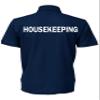 Housekeeping Easy Care Polo Shirt in Navy with White Screen Print, Employee Polo, Staff Shirt. view 2