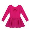 FEESHOW Kids Girls Classic Team Basic Long Sleeve Gymnastic Ballet Dance Leotard with Wrap Skirt Tutu Dress Rose Red 11-12 view 1