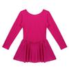 FEESHOW Kids Girls Classic Team Basic Long Sleeve Gymnastic Ballet Dance Leotard with Wrap Skirt Tutu Dress Rose Red 11-12 view 2