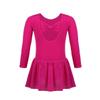 FEESHOW Kids Girls Classic Team Basic Long Sleeve Gymnastic Ballet Dance Leotard with Wrap Skirt Tutu Dress Rose Red 11-12 view 3