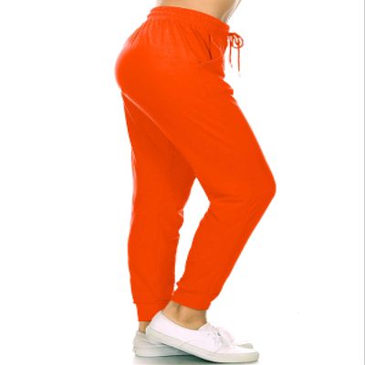Leggings Depot Womens Relaxed fit Jogger Pants - Track Cuff Sweatpants with Pockets, Orange, X-Large