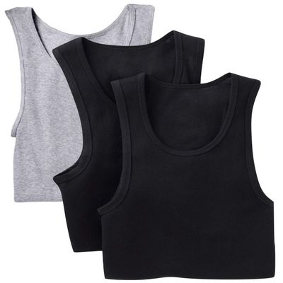 ToBeInStyle Men's 3 Pack Slim Fit Long Length A-Shirts - 2Blk1Gry - Small