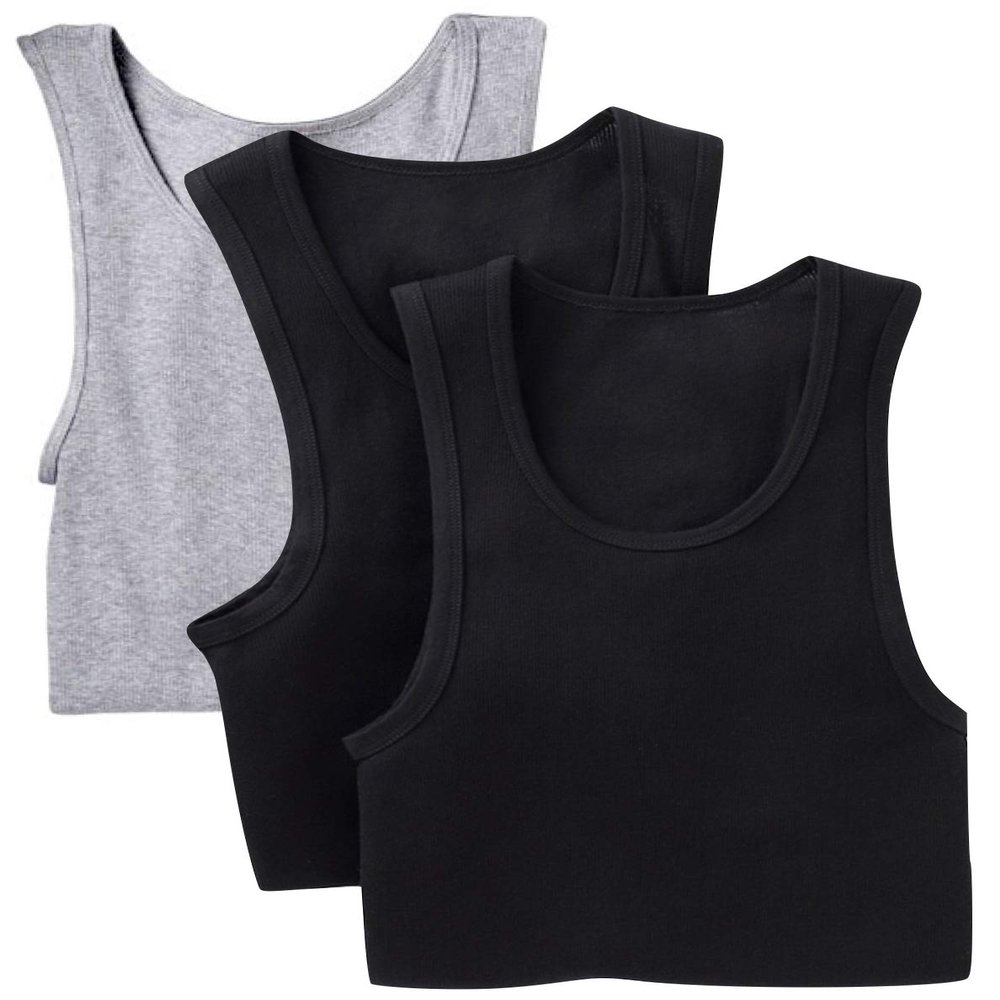 ToBeInStyle Men's 3 Pack Slim Fit Long Length A-Shirts - 2Blk1Gry - Small