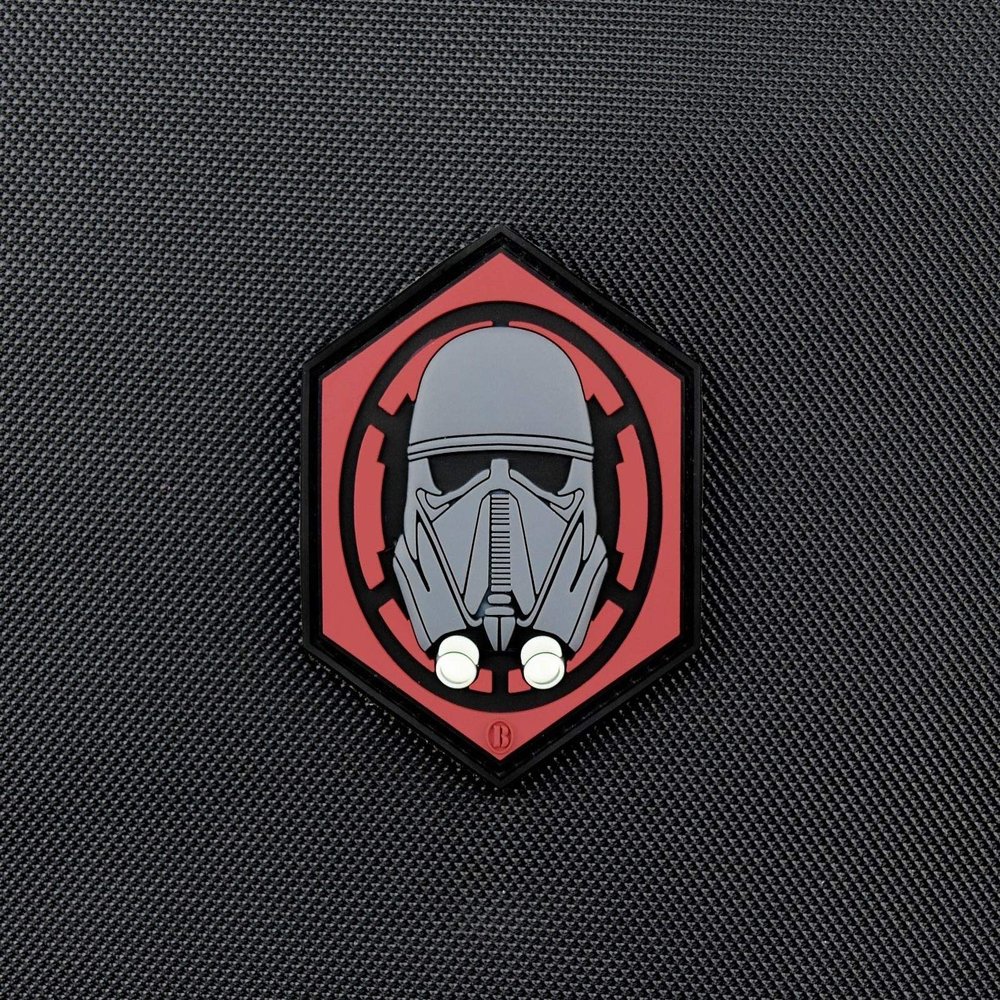 3D PVC First Order Death Trooper Helmet Patch GITD Star Rogue Wars One Episode 7