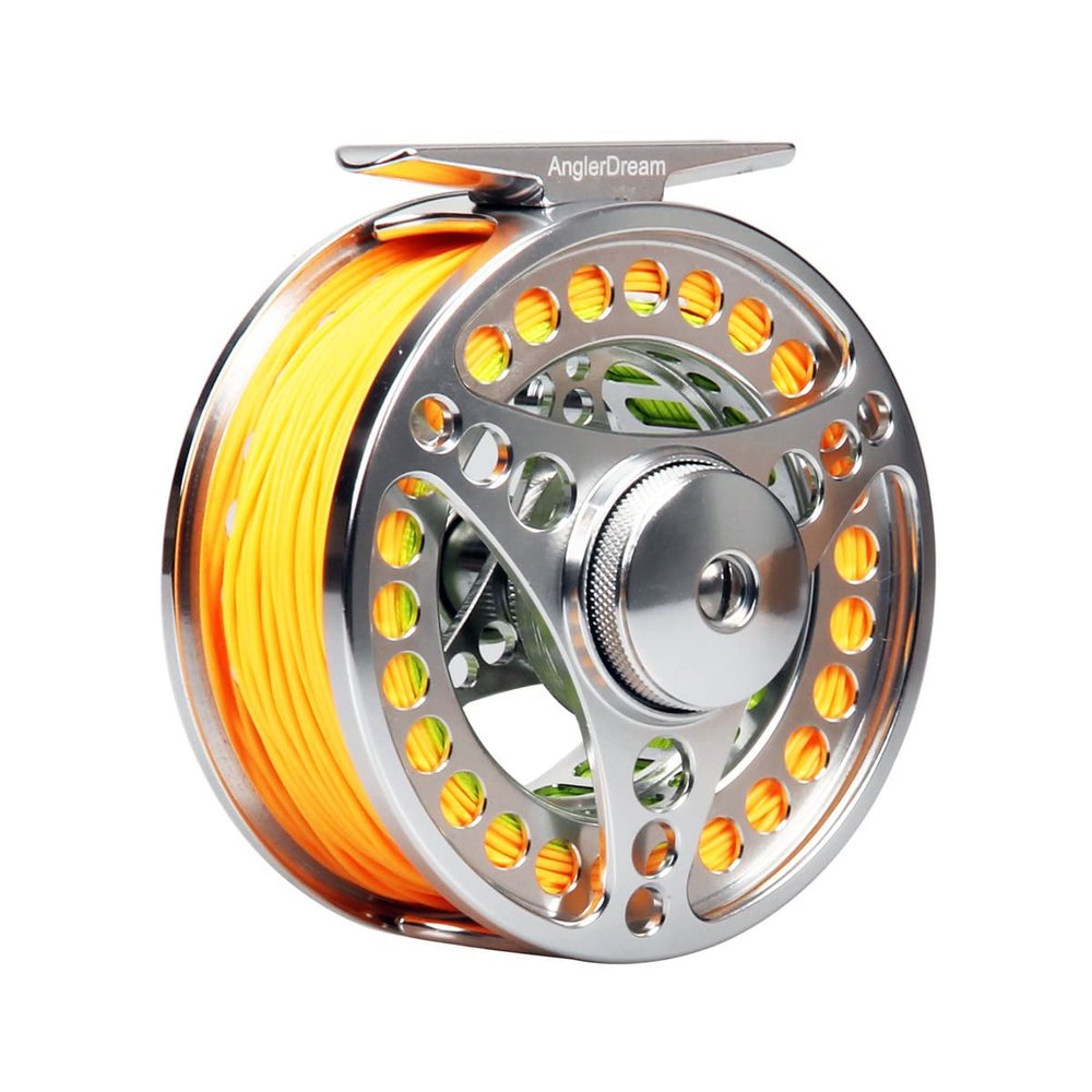 ANGLER DREAM 3/4 5/6 7/8 9/10WT Fly Fishing Reel with Line Combo 3 5 8 WT Fly Line Backing Leader CNC Machined Fly Reel (7/8WT Fly Reel with Line Combo)