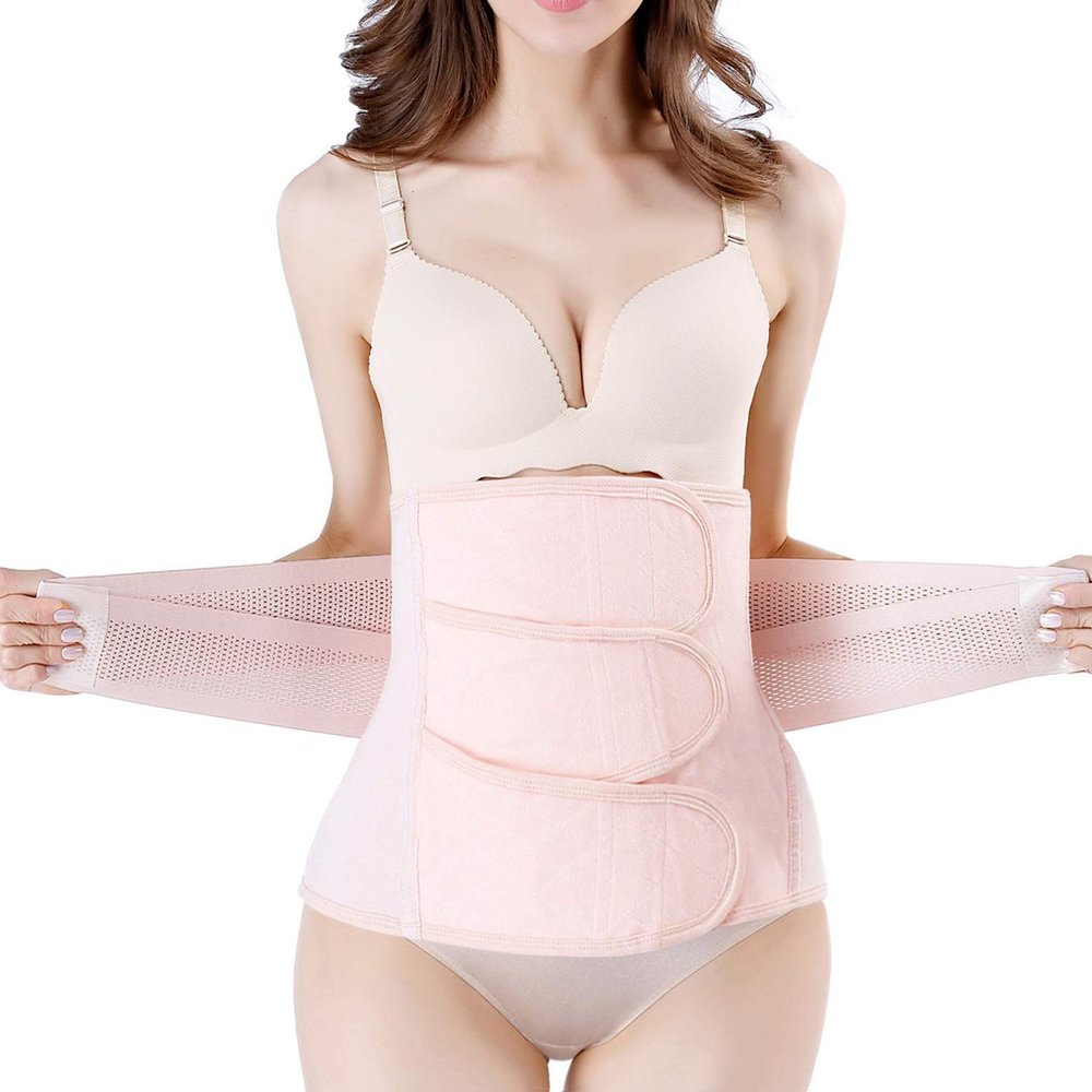 Gepoetry Post Pregnancy Belly Band for Pregnancy Postpartum Belly Wrap Stomach Binder After Surgery After Baby Waist Trainer (Pink,Small).