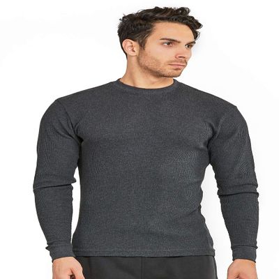 Men's Classic Waffle-Knit Heavy Thermal Top (2XL, Charcoal)