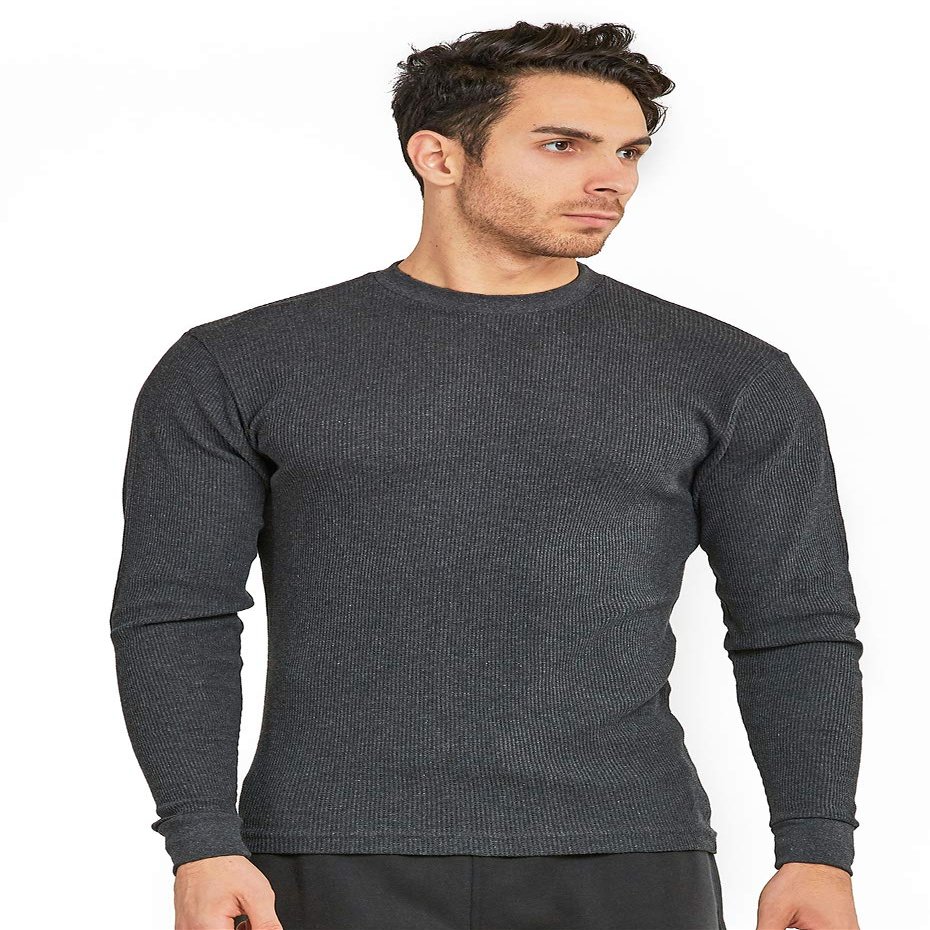 Men's Classic Waffle-Knit Heavy Thermal Top (2XL, Charcoal)
