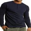 Henley Shirt - Men's Casual Slim Fit Long Sleeve Cotton Henley T Shirt (XL, Navy) view 3