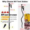 8 Pack Tent Stakes Heavy Duty 12 inch Steel Tent Pegs for Camping Unbreakable and Inflexible view 2