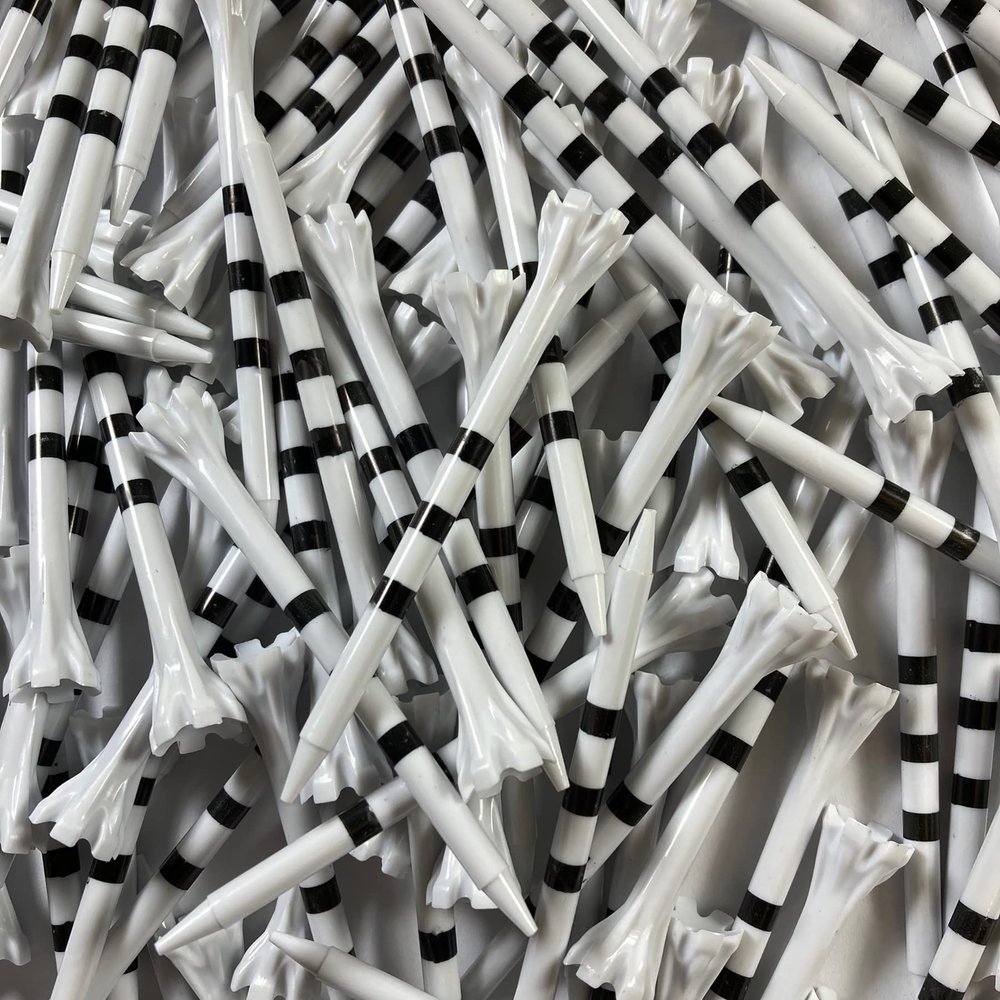 3-1/4" Champ My Hite FlyTee White/Black Stripe Golf Tee, 100 Count