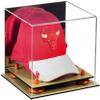 Better Display Cases Acrylic Basketball Hat or Cap Display Case with Mirror, Orange Risers and Wood Base (A006-OR) view 1