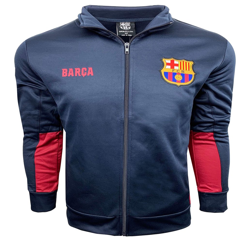 Barcelona Track Jacket, Kids and Adults Sizes, Soccer Football Jacket Navy Color,Official Merchandise (Large)