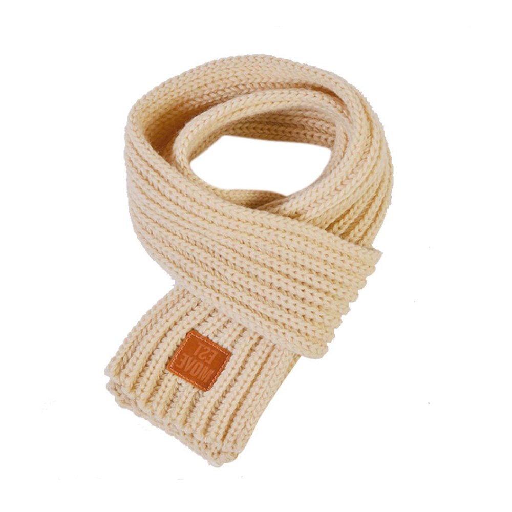 Ranvi Children's Scarf, Warm in Autumn and Winter, Hand-Knitted Fluff, Beige