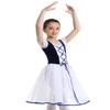 YOOJIA Kids Girls Short Bubble Sleeves Ballet Dance Dress Velvet Mesh Lacework Gymnastic Dancing Costume Leotard Navy Blue 9-10 view 2