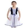 YOOJIA Kids Girls Short Bubble Sleeves Ballet Dance Dress Velvet Mesh Lacework Gymnastic Dancing Costume Leotard Navy Blue 9-10 view 3