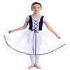 YOOJIA Kids Girls Short Bubble Sleeves Ballet Dance Dress Velvet Mesh Lacework Gymnastic Dancing Costume Leotard Navy Blue 9-10 view 4