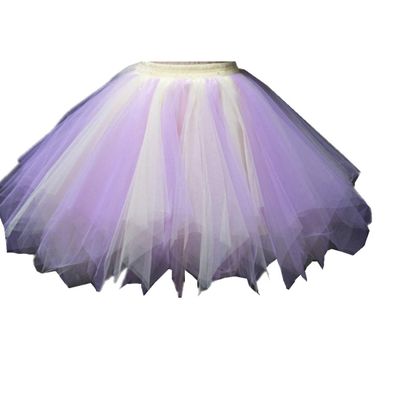 Womens Purple Champagne Puffy Tutu Layered Tulle Petticoat Skirt for Party