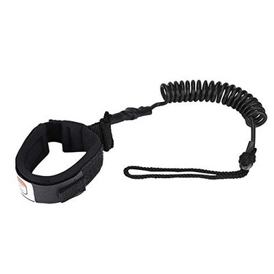 Coiled Spring Leg Foot Rope for Surfboard Leash, Soft Elastic Surfing Coiled Leash for Body Board 5ft Black