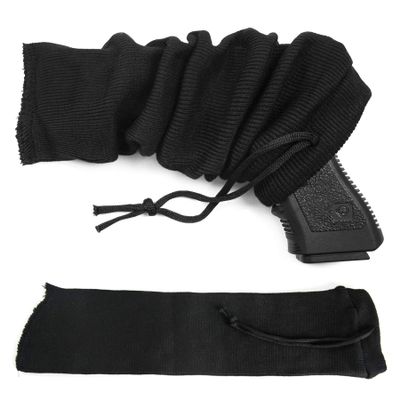 GUGULUZA Extra-Thick Gun Socks for Pistols, Pistol Sock for Handgun, 6 Pack Knit Silicone Treated Handgun Sleeve for Revolver, Drawstring Closure, Anti-Rust (Black)