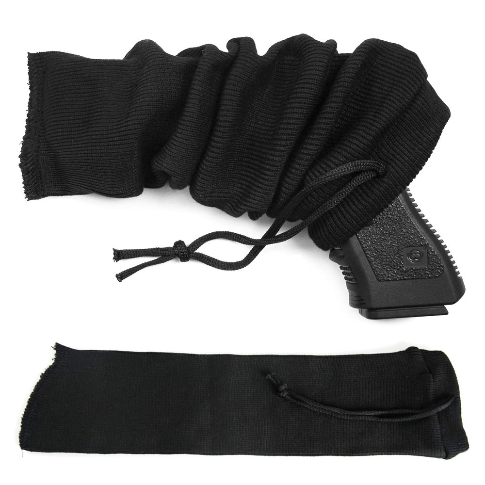 GUGULUZA Extra-Thick Gun Socks for Pistols, Pistol Sock for Handgun, 6 Pack Knit Silicone Treated Handgun Sleeve for Revolver, Drawstring Closure, Anti-Rust (Black)