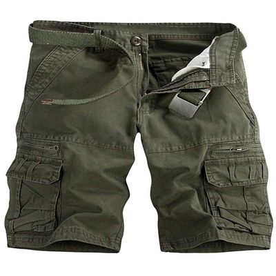 AKARMY Men's Lightweight Multi Pocket Cotton Casual Cargo Shorts,Outdoor Twill Camo Shorts with Zipper Pockets(No Belt) 038 ArmyGreen