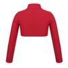 Agoky Children's Nylon Dance Tank Long Sleeved Polo Neck Crop Tops Red 6 view 2