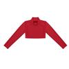 Agoky Children's Nylon Dance Tank Long Sleeved Polo Neck Crop Tops Red 6 view 3