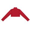 Agoky Children's Nylon Dance Tank Long Sleeved Polo Neck Crop Tops Red 6 view 4